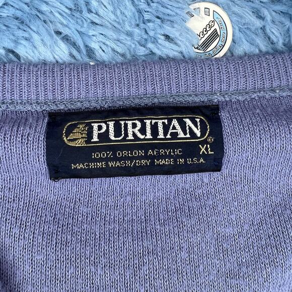 VINTAGE Striped V Neck Sweater Size XL Mens Retro Blue Puritan Preppy 90s - Picture 8 of 8